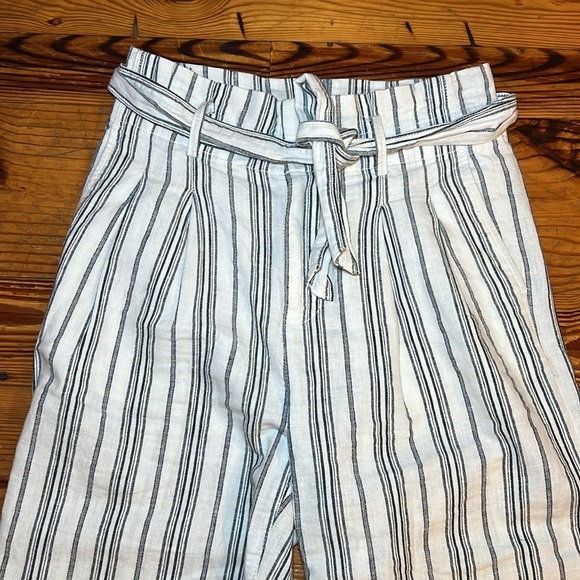 Madewell Linen-Cotton Paperbag Pants White Dark Baltic Stripe - Picture 5 of 8